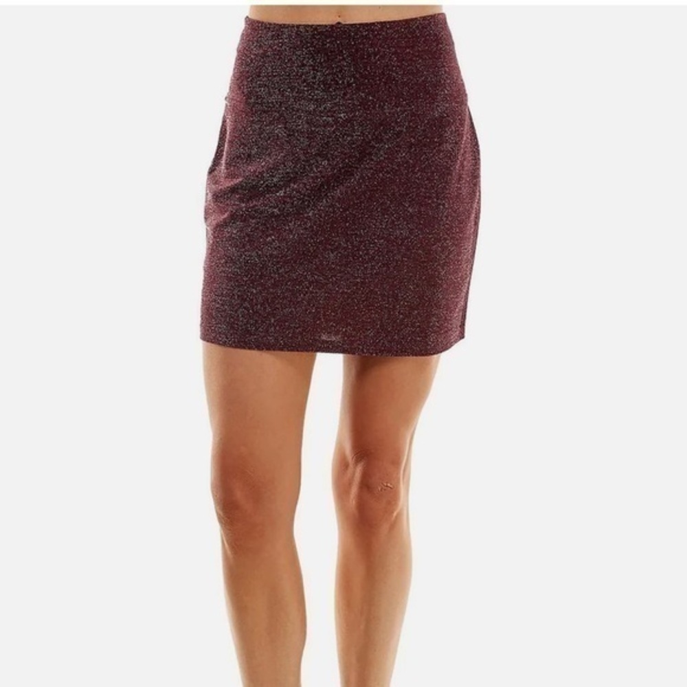 NWOT ULTRA FLIRT Purple Sparkle Glitter Knit Short Mini Skirt